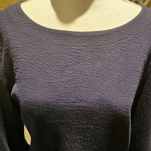 J.Crew Dress Medium Navy Ruffled Bell Sleeve Shift Sheath Classic Work Cocktail - Picture 7 of 11